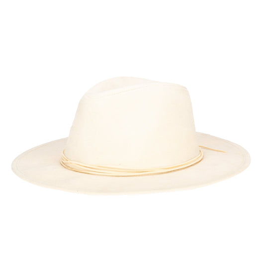 Cut & Sew Faux Suede Floppy Fedora Wrapped Back Knot Trim