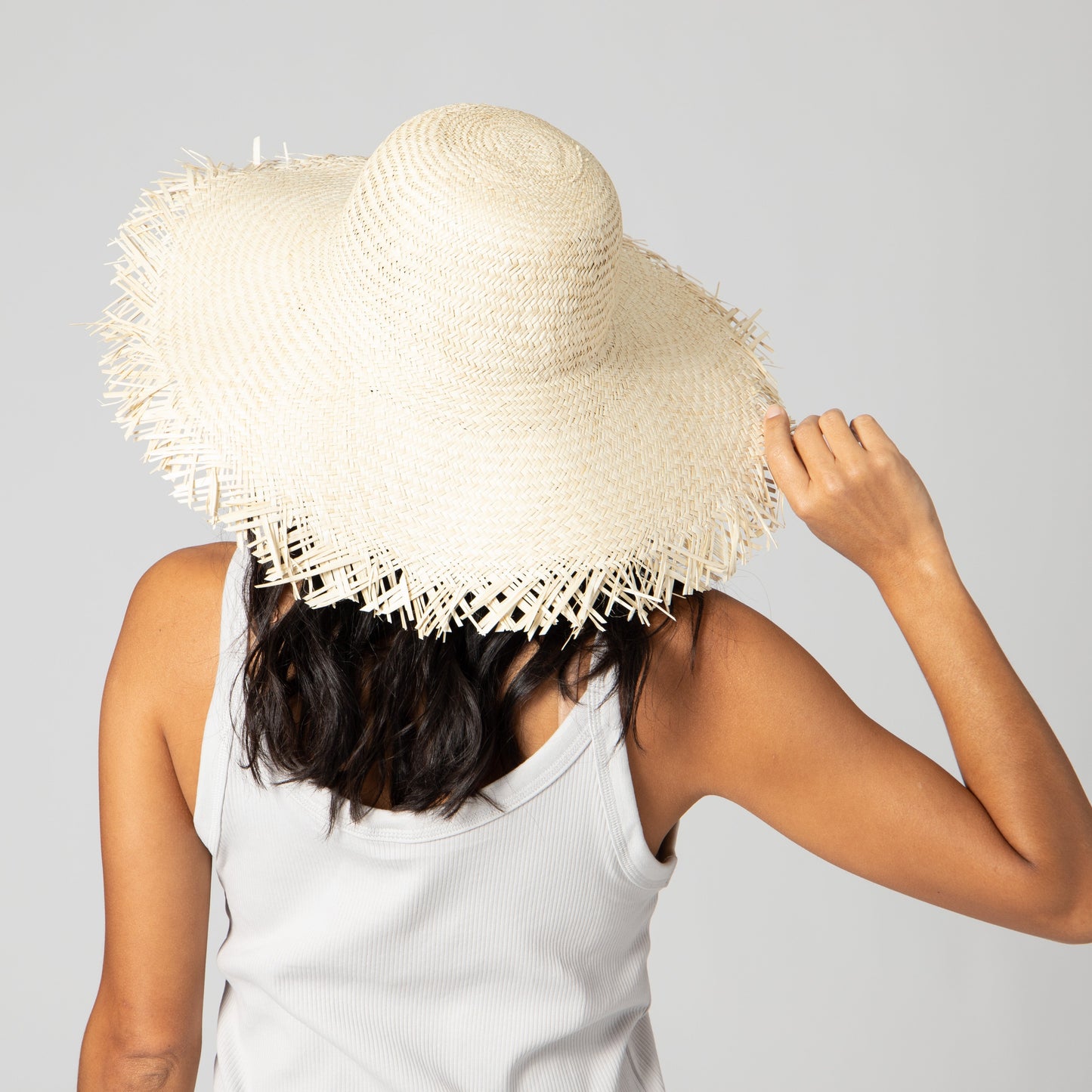 Women's Woven Sun Hat W/ Frayed Edge
