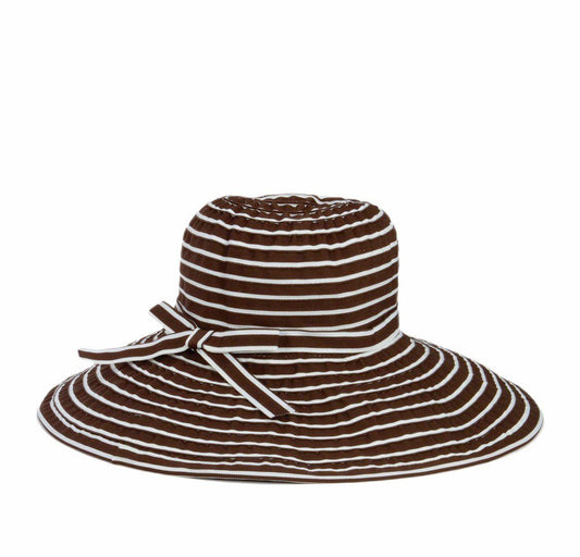 Women's Ribbon Braided Large Brim Hat with a Bow