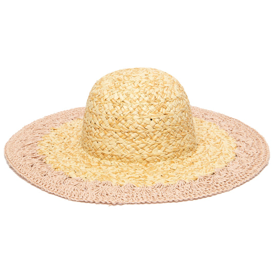 Women's paper straw hat with crochet brim