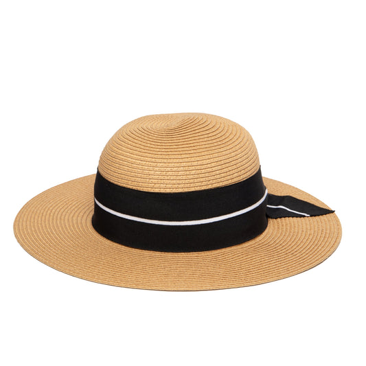 Women's Sun Hat W/ Oversized Stripe Bow