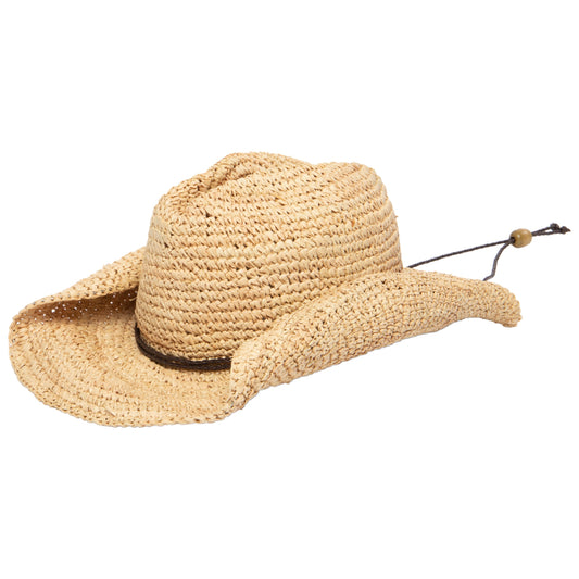 Women's Crocheted Raffia Cowboy Hat